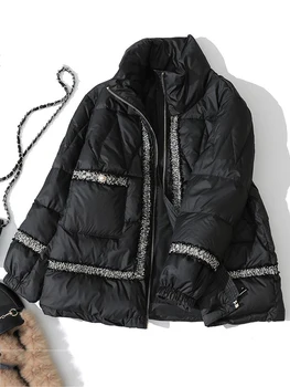 Модные зимние пуховики с небольшим ароматом, теплая парка, Корейская Элегантная винтажная пуховая куртка, женская ветрозащитная верхняя одежда