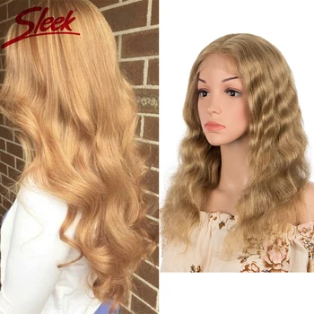 Гладкие парики из человеческих волос Для женщин, имбирно-розовый кружевной парик, Объемная волна, золотисто-коричневый блондин, бразильские парики с закрытием шнурка, парики