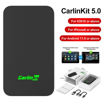 2023 CarlinKit 5.0 Беспроводной CarPlay Android Auto AI Box Проводной к Беспроводному адаптеру CarPlay Smart Car WiFi Bluetooth Автоматическое Подключение