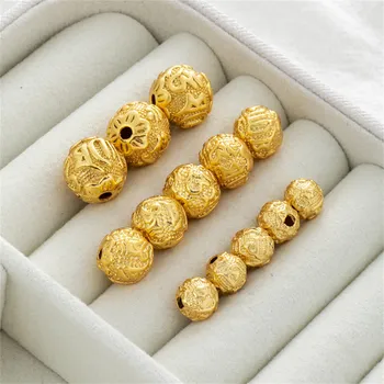 18-Каратное немое золото толщиной в шесть символов максимум 10 мм круглая бусина 12 мм свободная бусина diy браслет ожерелье ручное разделение бусин