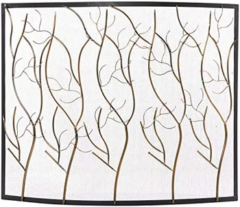 Однопанельный каминный экран с рельефом дерева и изогнутой сеткой, 39 