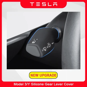 Крышка рычага переключения передач Tesla Model 3 Y Силиконовая накладка на рычаг переключения передач Наклейка на ручку колонки Чехол для стеклоочистителя 2023 2022 2021 Автомобильные аксессуары