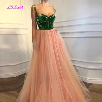 Элегантное платье для выпускного вечера с 3D цветами, розовые вечерние платья Трапециевидной формы Длиной до пола, вечерние платья Знаменитостей для женщин