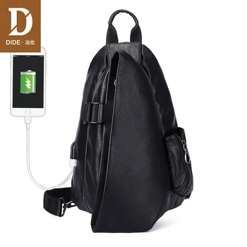 Зарядка через USB Сумки на плечо для мужчин Водонепроницаемые кожаные сумки через плечо Мужская сумка-мессенджер ch pack Хаки Черный Винтаж