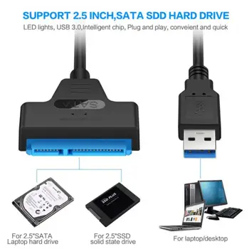Кабель-адаптер USB 2.0 на SATA 22pin, конвертер HDD SSD, соединительный шнур, провод для 2,5-дюймовых жестких дисков, для переходников на твердотельные диски