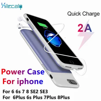 Для iPhone 8 7 6S 6 Plus SE 2020 Чехлы Для Зарядных устройств Силиконовый противоударный Внешний Резервный Банк Питания Чехол Для iphone SE3 8 7 6