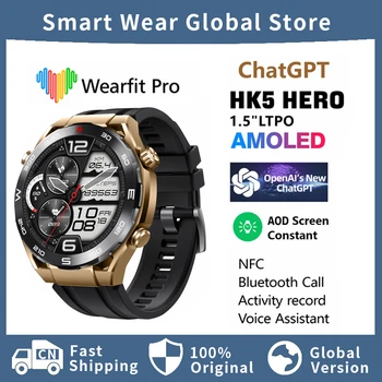 Умные часы HK5 HERO, Мужские часы с AMOLED HD Экраном, Компас, вызов по NFC Bluetooth с чатом, GPS-трекер GPT, 1,43-дюймовый мультиспортивный
