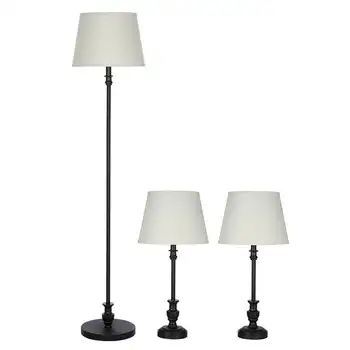 Комплект ламп из 3 предметов, бронзовая отделка, Двойная световая палочка, бумажный абажур для торшера, круглый абажур, зажим на лампочке белого цвета