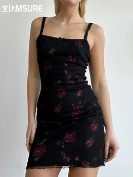 Облегающее платье IAMSURE Holiday Rose, Сексуальные Облегающие мини-платья без рукавов с вырезом лодочкой Для женщин, Летняя мода 2023, Женский Пляжный стиль