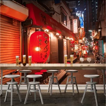 Японский Вид на улицу Izakaya 3D Фотообои для Японской Кухни Суши Рамен Ресторан Фреска Обои Papel De Parede 3d