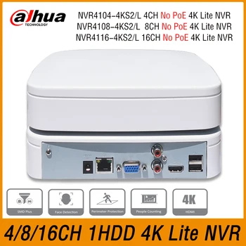 Сетевой видеорегистратор Dahua NVR4104-4KS2/L NVVR4108-4KS2/L NVR4116-4KS2/L 4K NVR Onvif 4/8/16CH Smart H.265 1U 1HDD SMD Plus