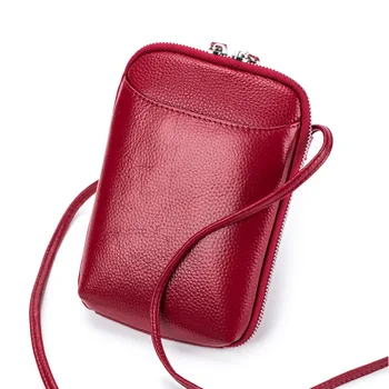 Женская сумка для мобильного телефона из натуральной кожи, Кошелек-Мессенджер на одно плечо, Модная Универсальная Повседневная Маленькая сумка Через Плечо Из воловьей Кожи