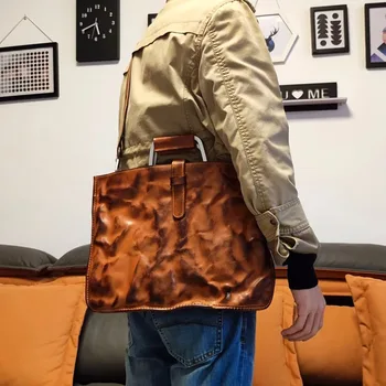 AETOO мужской портфель из кожи растительного дубления, кожаная сумка через плечо, винтажная сумка из воловьей кожи с головным слоем, простой файл формата А4, ba