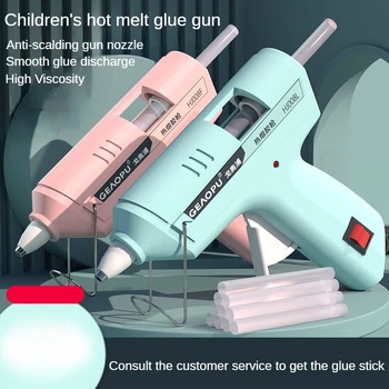 Детский клеевой пистолет мощностью 30 Вт, мини-термоплавкий клеевой пистолет, электрический температурный пистолет с прозрачной клеевой палочкой 7x100 мм, электрический инструмент