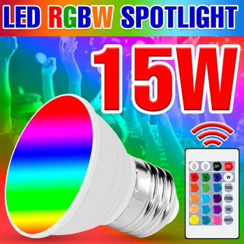 E27 RGB Прожектор E14 Светодиодная лампа GU10 Smart Lamp MR16 Светодиодная лампа с регулируемой яркостью Неоновый свет 220 В, Меняющая Цвет Лампа для декора комнаты