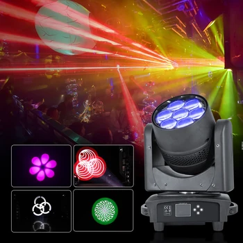 Профессиональный 7 *40 Вт 4в1 RGBW светодиодный Светильник для Мытья Головы с Зумом для Сценического Бара KTV Party Club